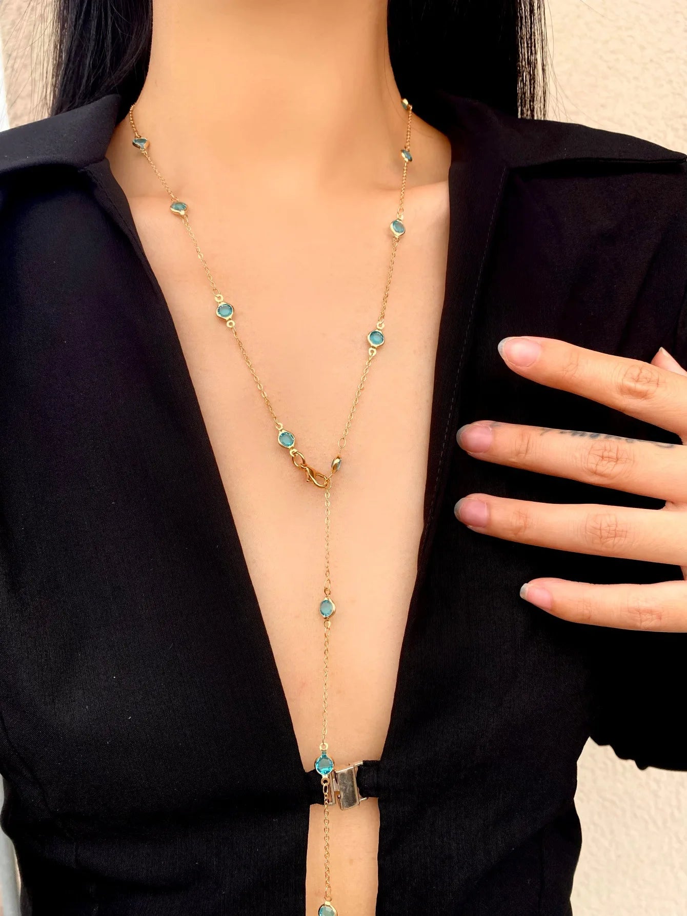 Bohemian Y-Shaped Necklace for Women – Y2K Metal Clavicle Chain Choker