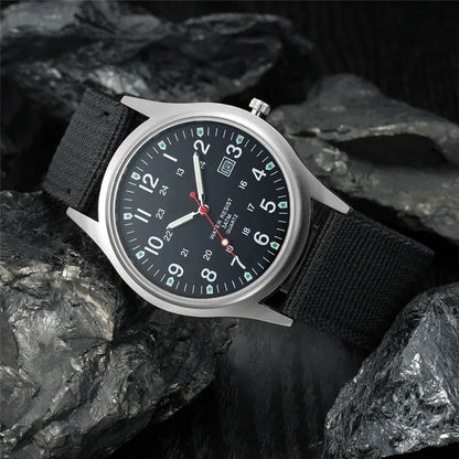 1pc / lot Cheap Watches For Men Fashion Nylon Band Military Army Sports Date Quartz Watch Erkek Barato Saat Reloj Hombre Black - BeeTrendyShop.COM
