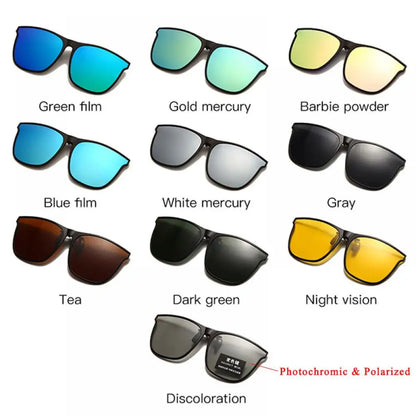 Photochromic Clip-On Sunglasses – Polarized Anti-Glare Night Vision Driver Glasses