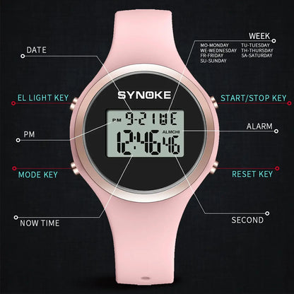 Women's Digital Watch – LED Electronic Quartz, Dress Watch, Waterproof, Unisex