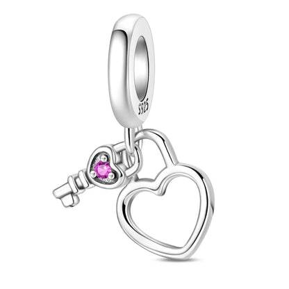 925 Sterling Silver Mom & Daughter Heart Charm – Mother's Day DIY Jewelry