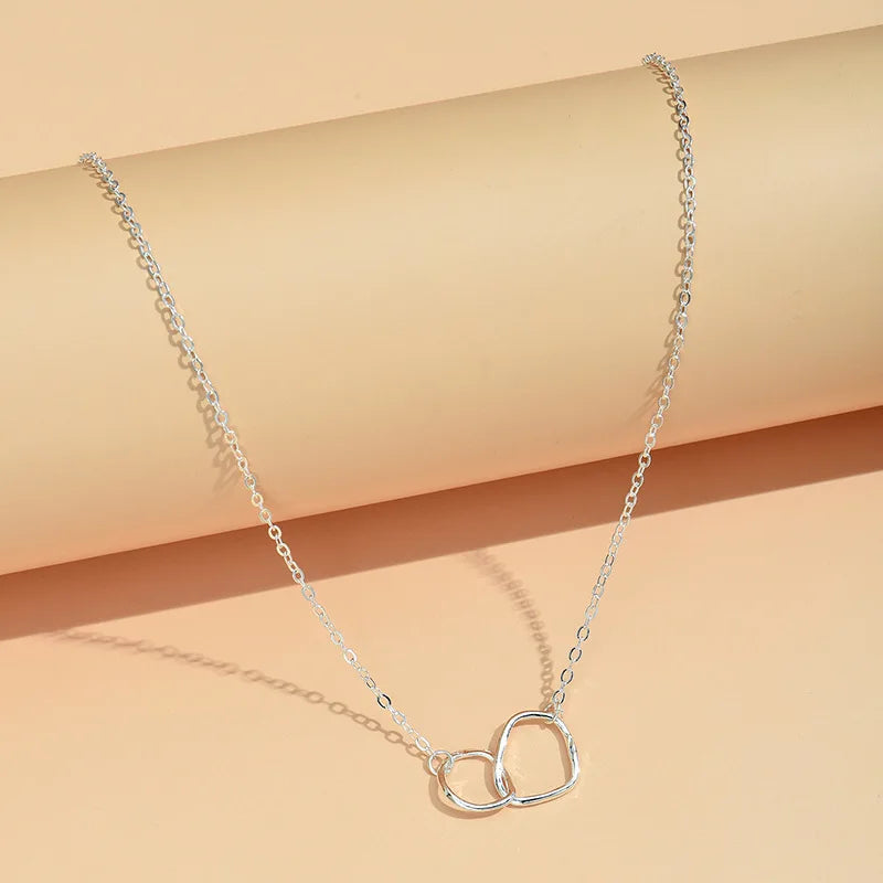 Two Round Shaped Necklaces Female Exquisite Geometric Women Chain Choker Neck Necklace Birthday Gift for Ladies Fashion Jewelry