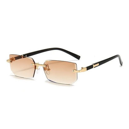 Retro Rimless Sunglasses – UV400 Frameless Designer Style for Men & Women