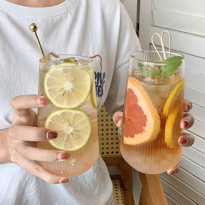 500ML Stripe Glass Cup – Wine Coffee Whiskey Beer Cocktail Drinking Glass