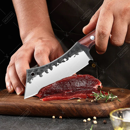 WXCOO Hand Forged Butcher Knife – High Carbon Steel BBQ & Meat Cutting Chef Knife