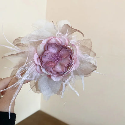 Pink Flower Hair Claw Clip – Sweet Lace Big Hairpin for Women