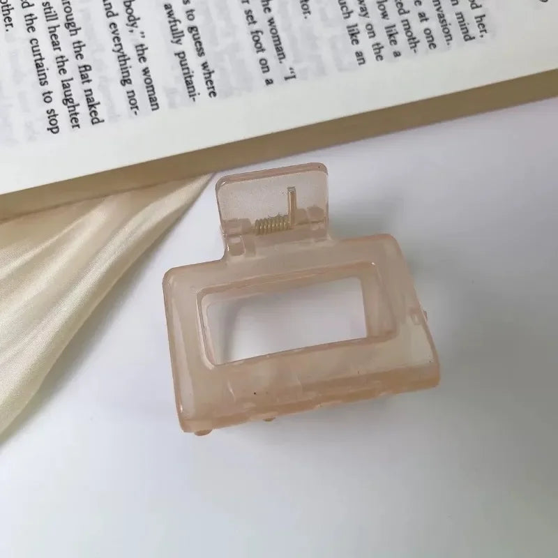 Small Square Acrylic Hair Claw Clip – Colorful Elegant Barrette for Women & Girls