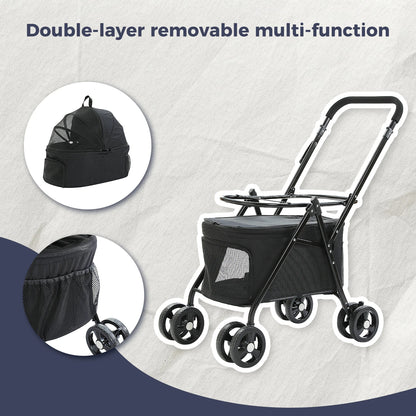4-Wheel Pet Jogger - All-Terrain Stroller with Storage Basket - BeeTrendyShop.COM