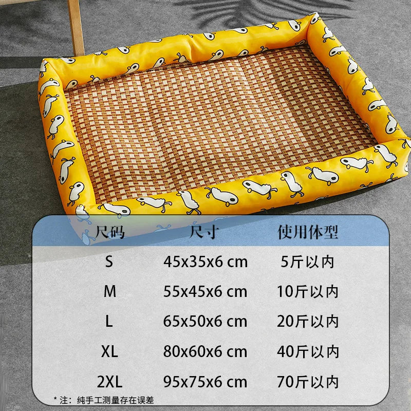 Breathable Rattan Cooling Mat - Summer Pet Bed for Dogs & Cats