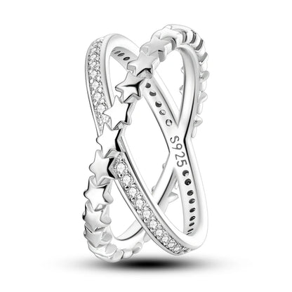 925 Sterling Silver Zircon Star Geometric Ring – Engagement Jewelry for Women