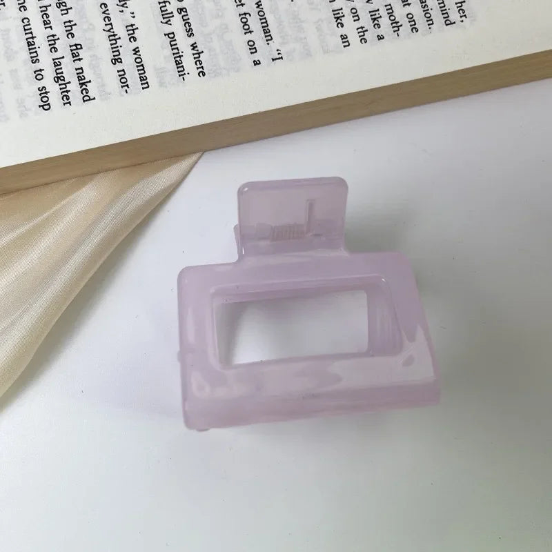 Small Square Acrylic Hair Claw Clip – Colorful Elegant Barrette for Women & Girls