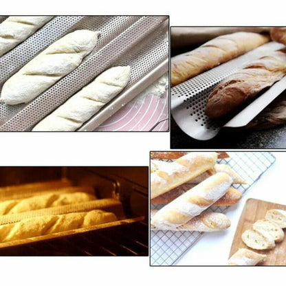French Baguette Baking Pan – Non-Stick Wavy Bread Mold for Oven & Toaster