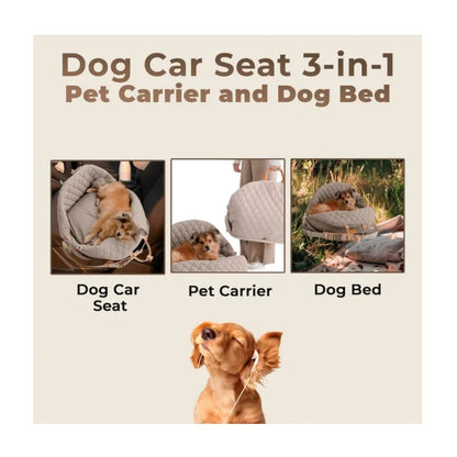 Luxury Pet Carrier Handbag & Car Seat Booster – 3-in-1 Washable Travel Bag for Small Dogs & Cats