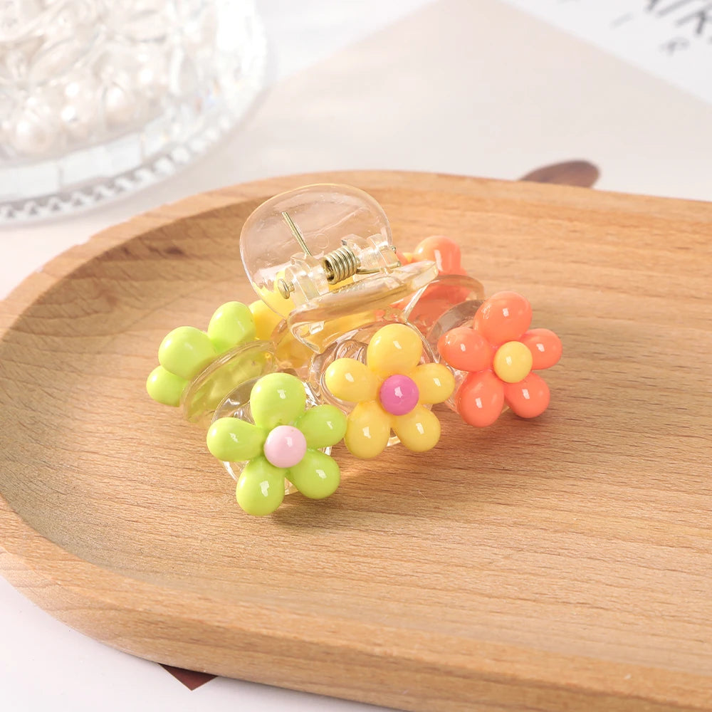 Sweet Flower Hair Claw Clip – Cute Ponytail Hairpin for Women