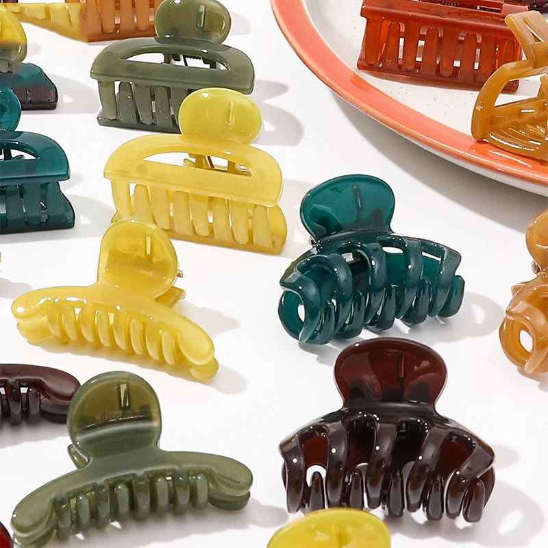 Mini Jelly Color Hair Claw Clip – Geometric Acrylic Shark Clip for Women & Girls