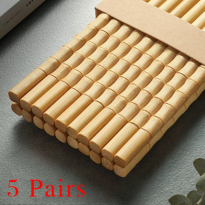 5/10-Pair Chinese Bamboo Chopsticks – Unpainted, Wax-Free, Anti-Slip Japanese Kitchen Utensils