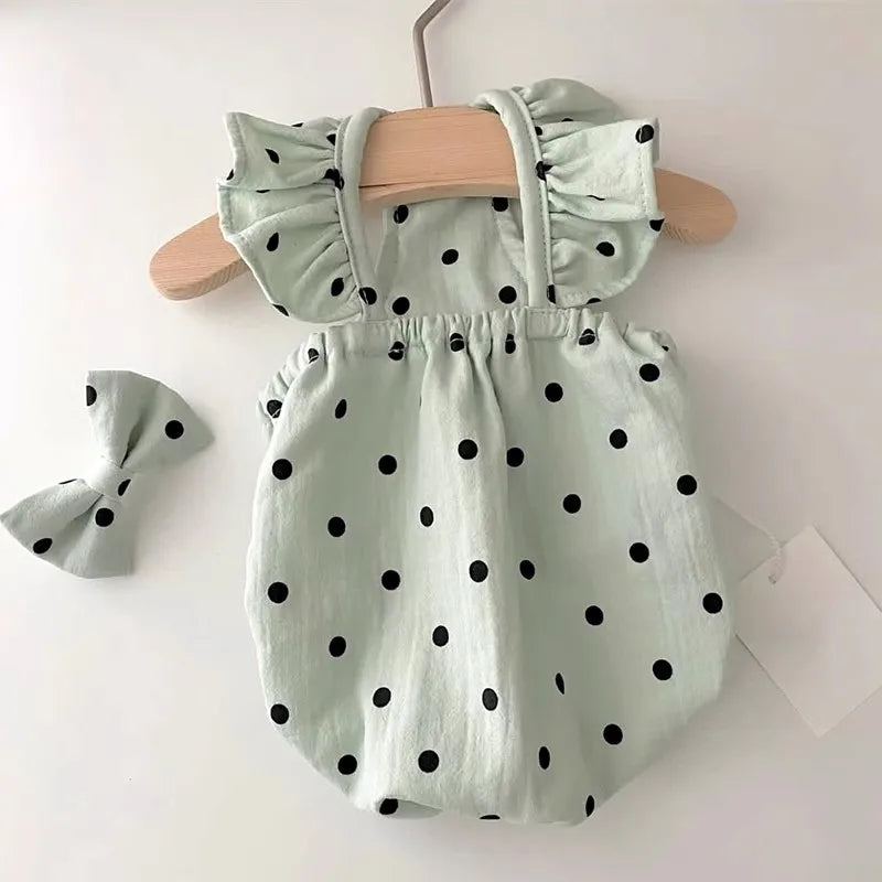 Polka Dot Dog Dress with Suspenders – Luxury Summer Skirt Vest for Small Dogs