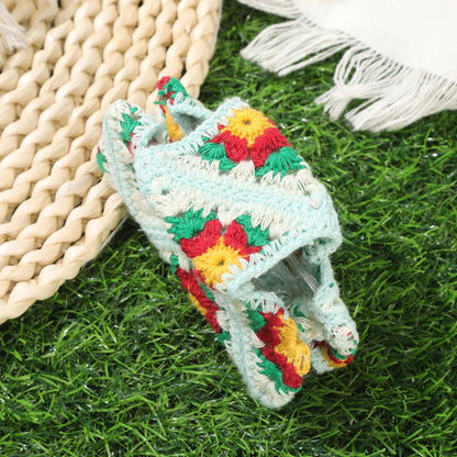 Crochet Knitting Hair Claw Clip – Handmade Boho Floral Hairpin for Women