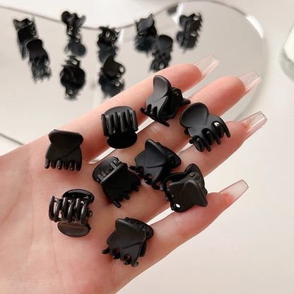 Mini Hair Claw Clips – Black Plastic Hairpins for Women, Girls & Kids