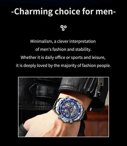 Luxury Digital Sport Watch for Men – All Steel Military, Waterproof Quartz with Box