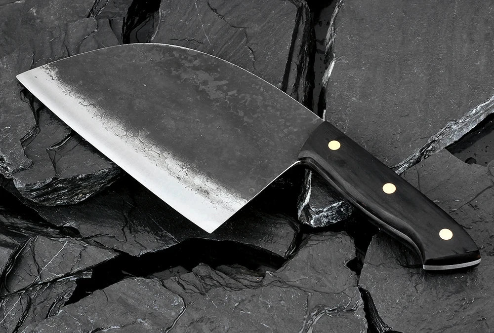 Hand-Forged Professional Butcher Knife Full Tang High-Carbon Steel Sharp Chinese Chef Knife Pork Beef Lamb Poultry Cutting Knife