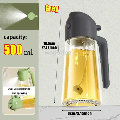 2-in-1 Kitchen Oil Sprayer & Brush – Glass Olive Oil Bottle with Anti-Leakage Design