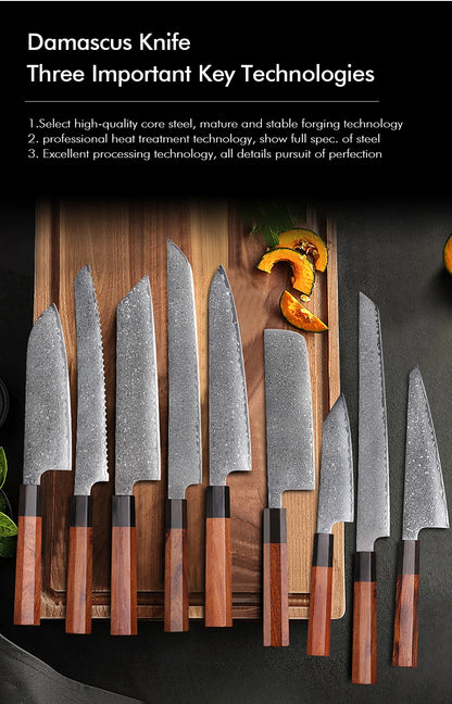 TURWHO Hand Forged Japanese Damascus Steel Chef Knife – Santoku, Sashimi & More