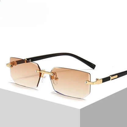 Retro Rimless Sunglasses – UV400 Frameless Designer Style for Men & Women