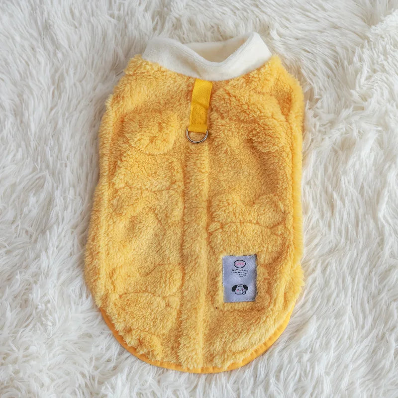 Cozy Bear Fleece Vest for Dogs & Cats - Winter Pet Apparel with Leash Buckle