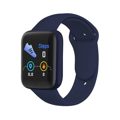 Smartwatch with a blue band on a white background