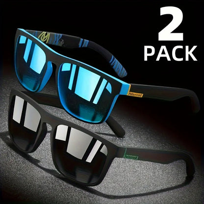 2-Pack Square Polarized Sunglasses – Anti-Glare UV400 for Travel & Driving