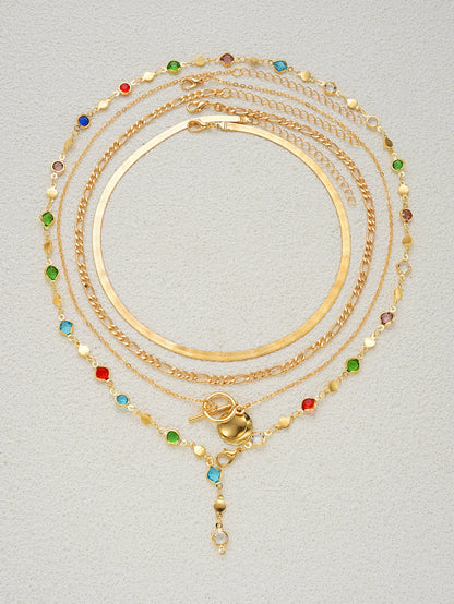 Vintage Gemstone Layered Necklace Set (3/4-Piece)