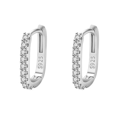 925 Sterling Silver Zircon Circle Hoop Earrings – Luxury Crystal Jewelry for Women