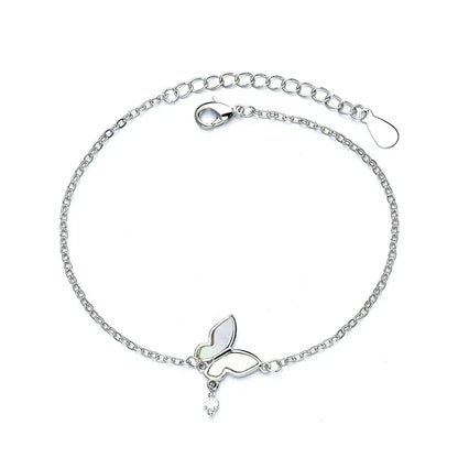 VENTFILLE 925 Silver Diamond Butterfly Bracelet – Adjustable Flower Jewelry for Women