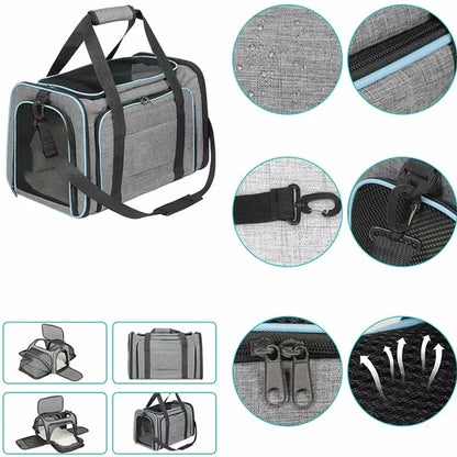 Foldable Pet Carrier Backpack – Breathable Travel Bag for Cats & Dogs up to 10kg