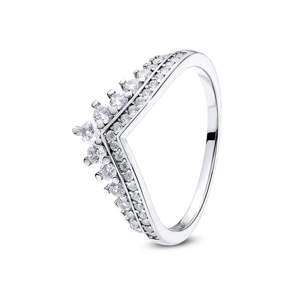 925 Sterling Silver Love Heart Crown Ring – Rose Gold Engagement Jewelry