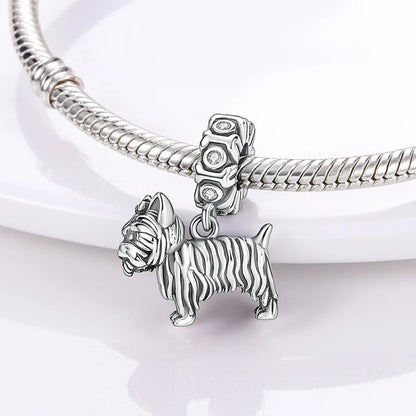 925 Sterling Silver Cute Dog Pet Charm Bead – DIY Bracelet & Necklace Jewelry