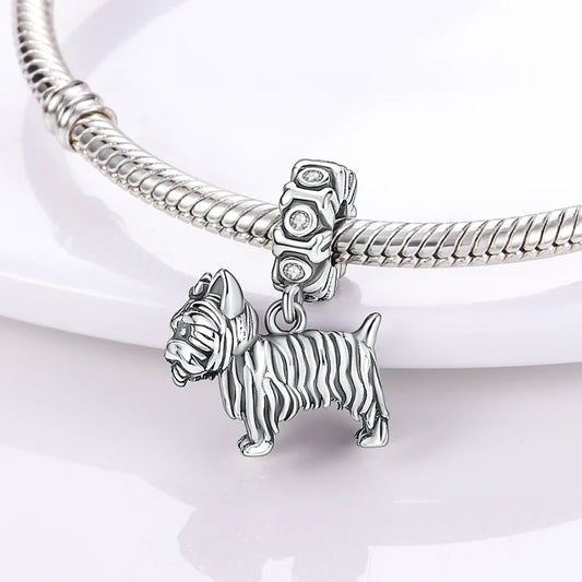 Original 925 Sterling Silver Cute Dog Pet Charms Beads Pendants Fit S925 Bracelet Necklace Fine DIY Jewelry