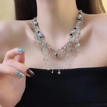 Multilayer Flower Pendant Clavicle Chain Necklace – Trendy Choker for Women