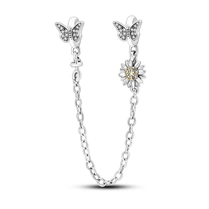 925 Sterling Silver Safety Chain Travel Charm Beads – Aircraft, Earth & Camera