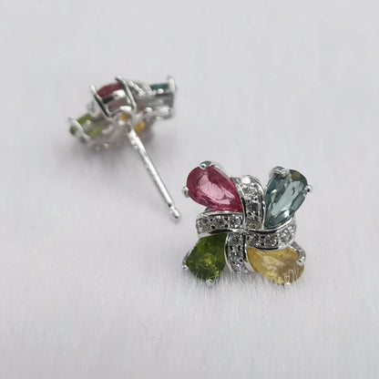 SACE GEMS 925 Sterling Silver Natural Tourmaline Stud Earrings – Fine Jewelry Gift for Women