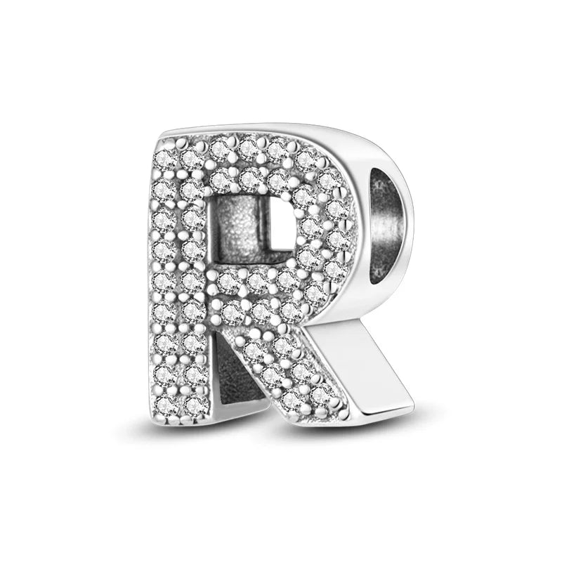 Charms 925 Silver Plated 26 Alphabet Letters Charms Beads Fit 3mm 925 Original Bracelets Fine DIY Birthday Jewelry Gifts