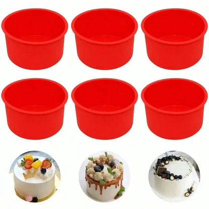 6-Piece Silicone Round Cake Mold Set 4 Inch – Non-Stick Reusable Baking Pans