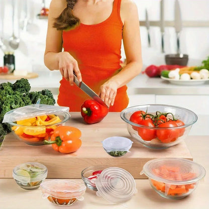 6-Piece Silicone Stretch Lids – Reusable Food Saving Covers for Fruits & Vegetables