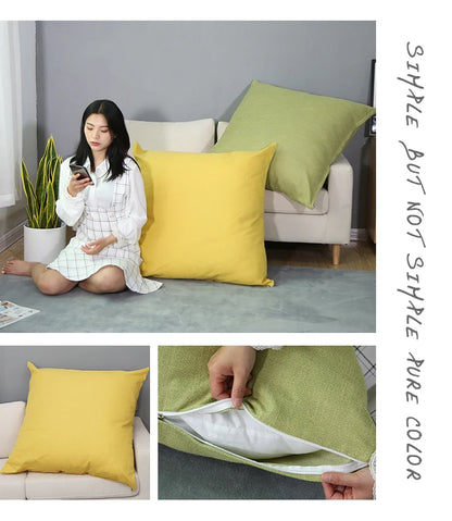 Large Soft Sofa & Bed Backrest Cushion Cover 80CM – Solid Color Washable Huge Pillow Case Protector