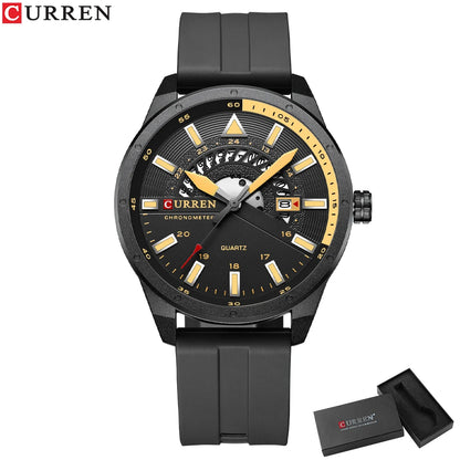 CURREN Fashion Men Watch Top Brand Luxury Waterproof Sport Mens Watches Silicone Automatic Date Military Wristwatch - BeeTrendyShop.COM
