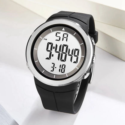 Men's Tactical Digital Watch – 50M Diving, Black LED Military, Alarm & Stopwatch