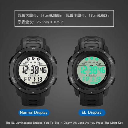 Digital Watches Men Men Numbers Sport Watch 5ATM Waterproof Back Light Round Screen Digital Multifunction Alarm Swimming - BeeTrendyShop.COM