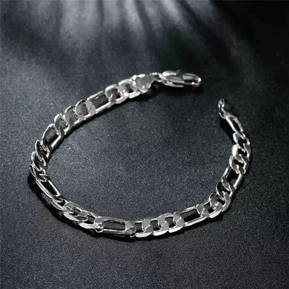 925 Sterling Silver 4mm Chain Necklace & Bracelet Set – Unisex Fine Jewelry