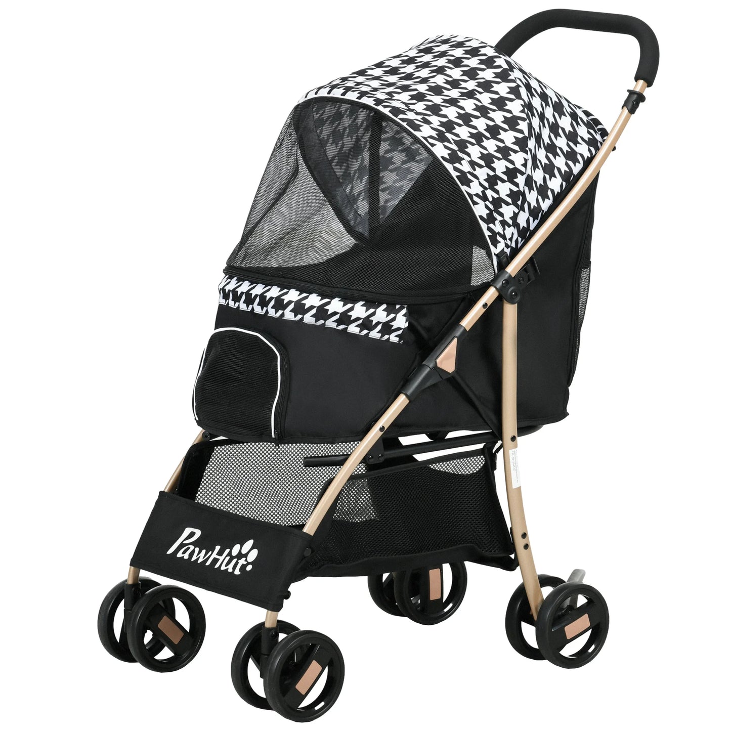 Pawhut Dual-Access Foldable Dog Stroller - Black